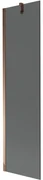 Mexen Next, vaňová zástena 1-krídlová 50 x 150 cm, fixné krídlo, 6 mm šedé sklo, ružové zlato profil, 895-050-000-00-40-60
