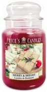 PRICE´S MAXI vianočná sviečka ve skle Merry & Bright - horenie 150h