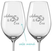 Svadobné poháre na víno Prstienky s dátumom svadby, 2 ks
