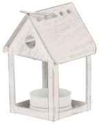 Lampáš kovový Vtáčia búdka, biela, 11 cm