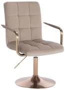 LuxuryForm DESIGN Otočná stolička VERONA GOLD VELUR na zlatom tanieri - latte