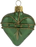 Bella Rose Sklenená vianočná ozdoba Srdce Zelená Lesk