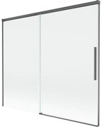 Mexen Rox, 2-krídlová posuvná vaňová zástena 180 x 150 cm, 8mm číre sklo, brúsený grafit profil, 8C9-180-001-66-00