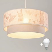 BRILAGI- LED detský luster na lanku BOBO 1xE27/60W/230V pr.40 cm krémová/sivá/kráľovská modrá
