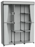 Látková šatní skříň s 8 policemi CELINA šedá