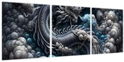 Obraz – Drak v dyme (s hodinami) (90x30 cm)