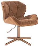 LuxuryForm DESIGN Stolička MILANO VELUR na zlatom kríži - hnedá