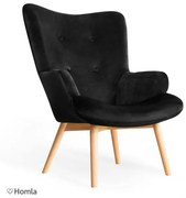 Kreslo MOSS zamatové čierne 921364