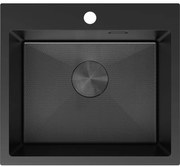 Mexen Solix, 1-komorový nerezový drez 500 x 450 mm, čierna, vzor voština, 6402501000-70HC
