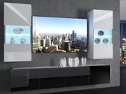 Obývacia stena 200 cm Belini biely lesk / čierny lesk Imperium7 IMP 7/5/W/WB/0/0