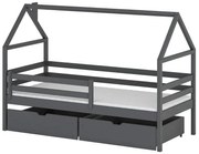 Posteľ Domček Aron 90x200 grafitová