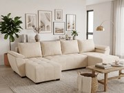 Rozkladacia sedacia súprava do U LIVARO 305x140 cm, krémová