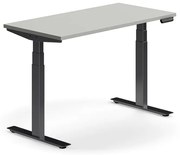 Výškovo nastaviteľný stôl QBUS, rovný, 1200x600 mm, čierny rám, svetlošedá