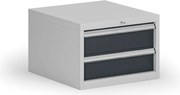 Závesný dielenský box k stolu G8, 2 zásuvky, 560 x 600 x 383 mm, grafit