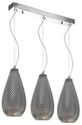 Závesné svietidlo Petra, 3x grafitové sklenené tienidlo, ch