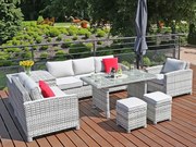 Rohová súprava BERGEN s kreslom a boxom svetlo-sivá