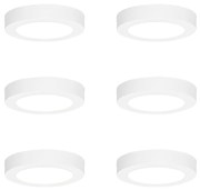 Sada 6 zapustených alebo povrchových bodových svetiel biela 14 cm vrátane LED 3-krokové stmievanie do tepla s prepínačom Dip - Trans