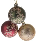 Súprava vianočných ozdôb Golden Leaves, 3 ks, pr. 6 cm, plast