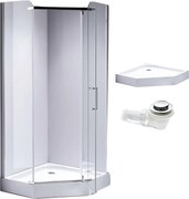 BPS-koupelny Päťuholníkový sprchový kút KZ91A 80x80 chróm/transparent + vanička SXL07A WH biela