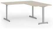 Kancelársky stôl PRIMO BETA L, 1600 x 1800 mm, sivá podnož, breza