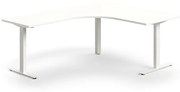 Kancelársky stôl QBUS, rohový, 1600x2000 mm, T-rám, biely rám, biela