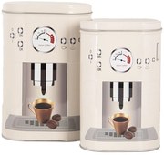 Tin Storage Box 20x13x9 / 18x11x7 Cm Beige Metal Coffee Cup - (2) 20*13*9 / 18*11*7 cm