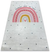 Detský koberec protišmykový BAMBINO 47810 dúha, biely / ružový