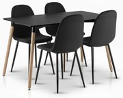 Jedálenská súprava 1 + 4, čierny stôl ADRIA 120x80 cm + čierna zamatová stolička ASTI s čiernymi nohami