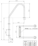 Bazénové schodíky pre zapustené bazény Planet Pool široké s hĺbkou 150 cm
