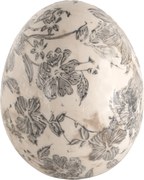 Dekorácia vintage vajcia so šedými kvetmi Mell French S - Ø 9*12 cm