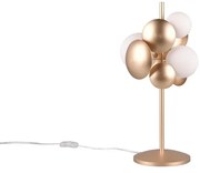 Stolová lampa so skleneným tienidlom v zlato-bielej farbe (výška 50 cm) Bubble – Trio Select