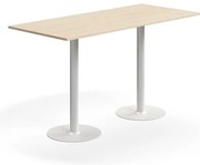 Barový stôl ALVA, 1800x800x1000 mm, s kotvením do zeme, HPL, biela/breza