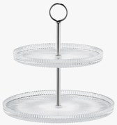 Dvojposchodový etažér Curly z drážkovaného skla