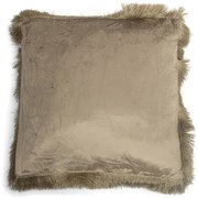 Taupe zamatový vankúš s strapcami Smock - 45 * 45 * 10cm