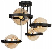 Stropné svietidlo Haga Ring, 4x medové sklenené tienidlo (výber z 3 farieb uchytenia)
