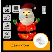 Aigostar - LED Vianočná vonkajšia dekorácia 50xLED/3xAA 0,7m IP44 Santa Claus