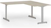 Kancelársky stôl PRIMO BETA L, 160x180 cm, sivá podnož, dub prírodný