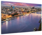 Obraz nočného mesta Bratislavy s riekou (90x60 cm)