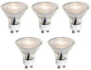 Sada 5 čírych LED žiaroviek GU10 50 mm 4,9W 450 lm 3000K