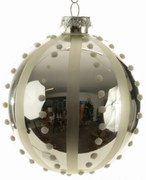 SKLENENÁ VIANOČNÁ BANKA NA STROMČEK SADA 4 KS (FI) 8 CM STRIEBORNÁ