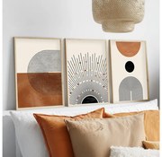 SADA 3x Obraz vo fotorámčeku 50x70 cm béžová/hnedá