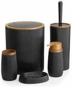 Sada kúpeľňových doplnkov Alison, čierna/ s povrchovou úpravou v dekore dreva