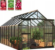 Skleník z polykarbonátu záhradný 3x4 zasúvací silný 429x244 cm 4x3 čierny