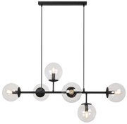 Závesné svietidlo Paris, 6x číre sklenené tienidlo, B