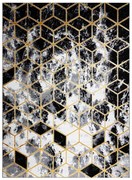 Kusový koberec Gloss 409A 82 3D cubes black/gold/grey, 80x150, čiernobiela, kancelária, Dywany Łuszczów