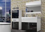 Kúpeľňový nábytok Belini čierny lesk / biely lesk + umývadlo + zrkadlo  ROD P 2/0/W/BW/0/ZW