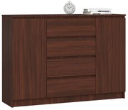 Komoda Kryštof 140 cm 2 skrinky a 4 zásuvky wenge