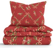 Vianočné bavlnené obliečky Renforcé - Luskáčik červené