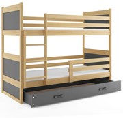 Poschodová posteľ RICO 2 190x90 Borovica - Grafitová