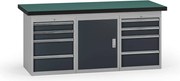 Pracovní stůl do dílny, 1800 x 750 x 800 mm, 1x skříňka, 2x kontejner, 8 zásuvek, grafit